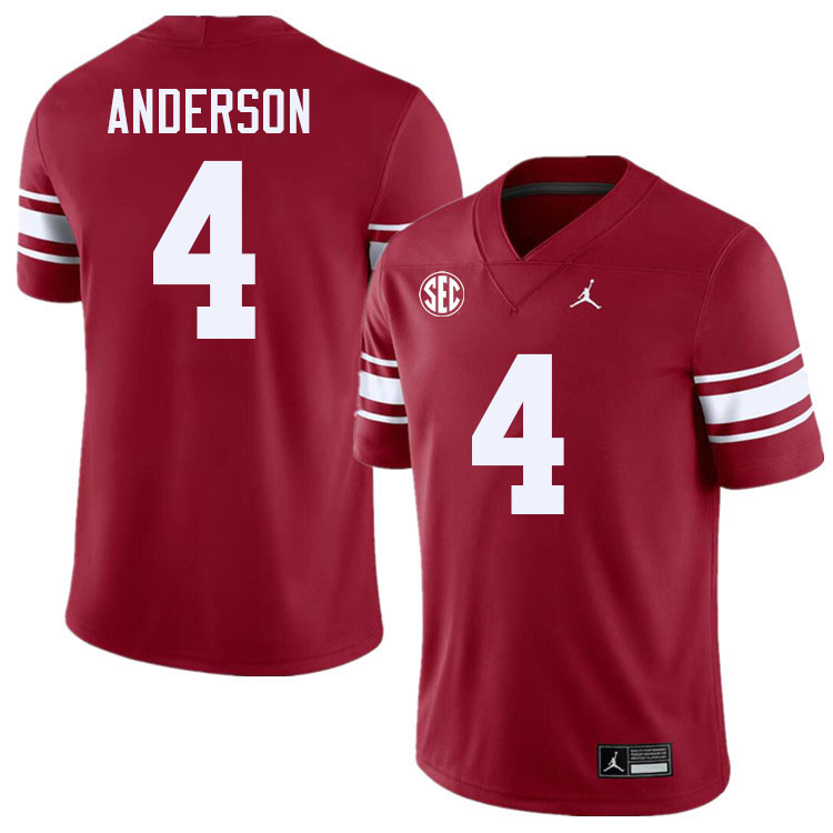 Men #4 Nic Anderson Oklahoma Sooners 2024 SEC Conference College Football Jerseys-Throwback